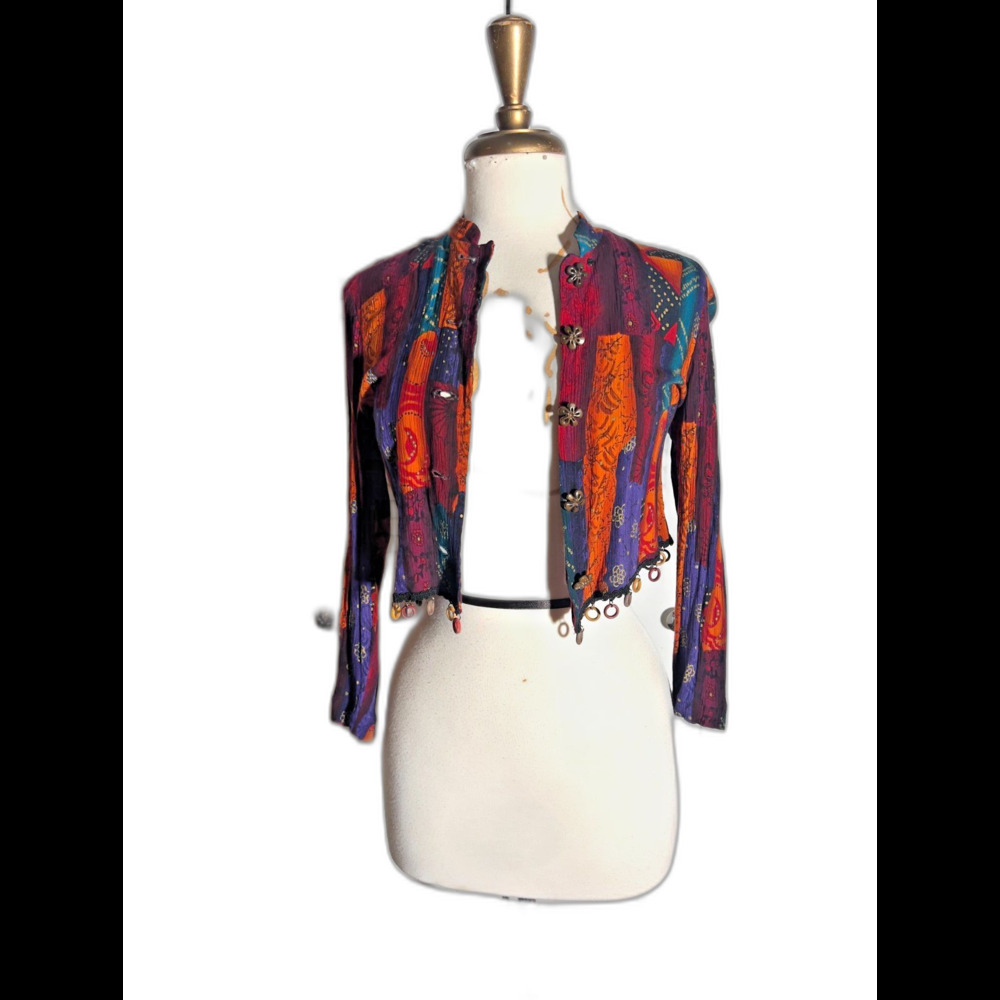 Petite Focus Cardigan Size 2P VTG 90's Cropped Coquette Indie Sleaze Disco Era